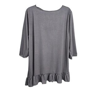 Forgotten Grace Womens 2X Charcoal Gray Ruffle Hem 3/4 Sleeve‎ Tunic Top 7305X
